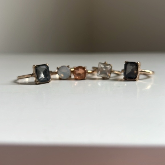 Set a five gold gemstone stackable rings Size 7 - Picture 6 of 15